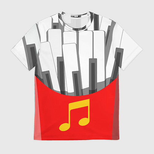 Мужская футболка Клавиши фортепиано как картошка фри / 3D-принт – фото 1