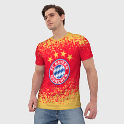 Футболка мужская Bayern munchen красно желтый фон, цвет: 3D-принт — фото 2