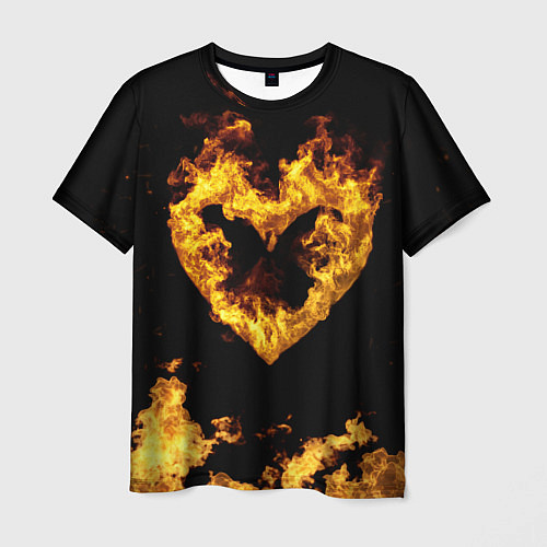 Мужская футболка Fire Heart / 3D-принт – фото 1