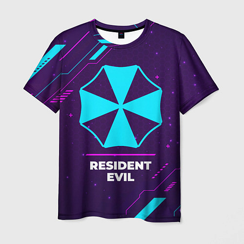 Мужская футболка Символ Resident Evil в неоновых цветах на темном ф / 3D-принт – фото 1