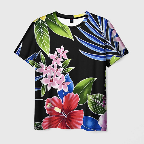 Мужская футболка Floral vanguard composition Летняя ночь Fashion tr / 3D-принт – фото 1