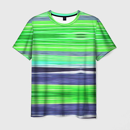 Мужская футболка Сине-зеленые абстрактные полосы / 3D-принт – фото 1