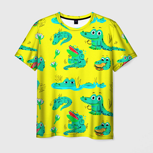 Мужская футболка GREEN CROCODILES / 3D-принт – фото 1
