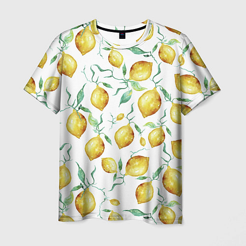 Мужская футболка Лимоны Нарисованные Акварелью / 3D-принт – фото 1