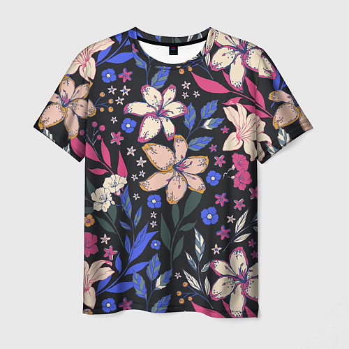 Мужская футболка Цветы Красочные Лилии В Саду / 3D-принт – фото 1