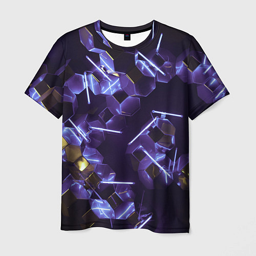 Мужская футболка Неоновые фигуры с лазерами - Фиолетовый / 3D-принт – фото 1