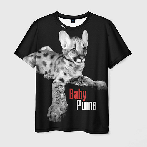 Мужская футболка Baby puma - пятнистый котенок пумы / 3D-принт – фото 1