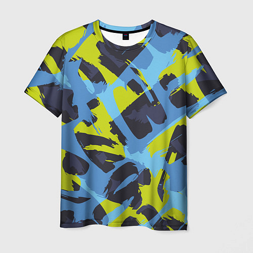 Мужская футболка Сине-салатовая абстракция / 3D-принт – фото 1