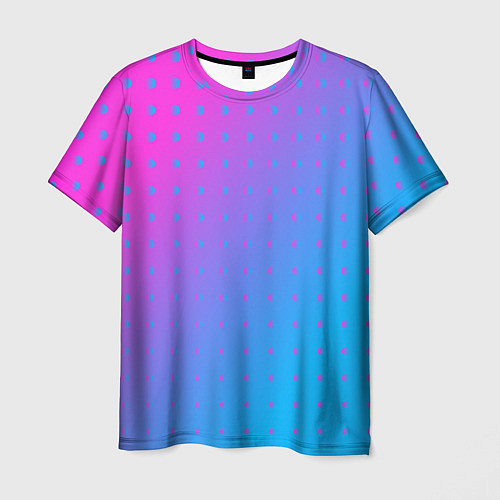Мужская футболка Закат и капли, диагональный градиент с сеткой дотс / 3D-принт – фото 1
