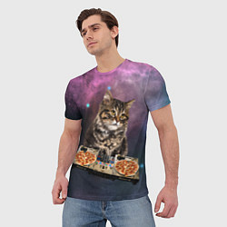 Футболка мужская Космический котёнок диджей Space DJ Cat, цвет: 3D-принт — фото 2