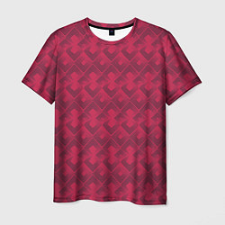 Футболка мужская Современный красный геометрический узор арт деко, цвет: 3D-принт