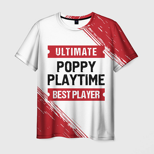 Мужская футболка Poppy Playtime: красные таблички Best Player и Ult / 3D-принт – фото 1
