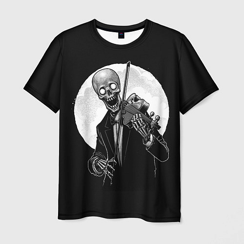 Мужская футболка Скелет скрипач под полной луной / 3D-принт – фото 1