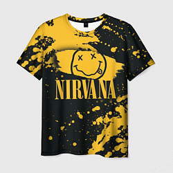 Футболка мужская NIRVANA логотип и краска, цвет: 3D-принт