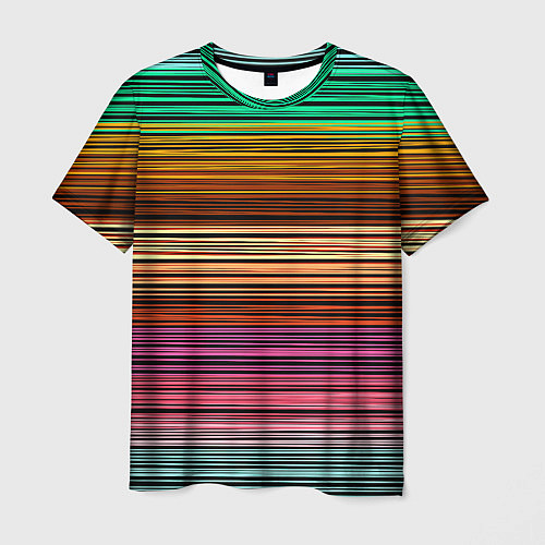 Мужская футболка Multicolored thin stripes Разноцветные полосы / 3D-принт – фото 1