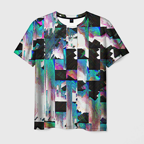Мужская футболка Glitch Abstract squares Глитч Абстрактные квадраты / 3D-принт – фото 1