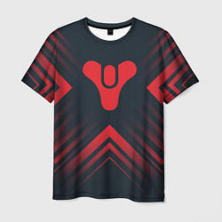 Футболка мужская Красный Символ Destiny на темном фоне со стрелками, цвет: 3D-принт