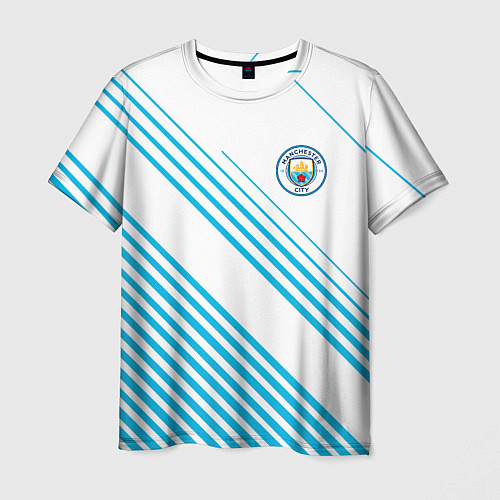 Мужская футболка Манчестер сити голубые полоски / 3D-принт – фото 1