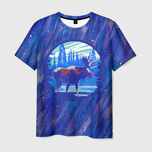 Мужская футболка Лось в лесу Blue / 3D-принт – фото 1