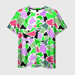 Мужская футболка Abstract pattern green pink spots