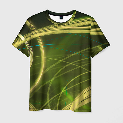 Мужская футболка Неоновые волнообразные линии - Жёлтый / 3D-принт – фото 1