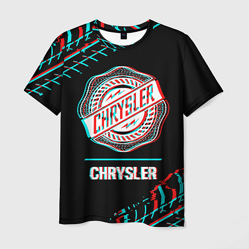 Мужская футболка Значок Chrysler в стиле Glitch на темном фоне / 3D-принт – фото 1
