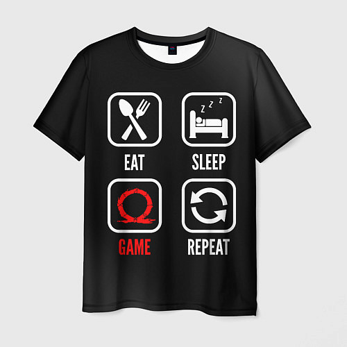 Мужская футболка Eat, Sleep, God of War, Repeat / 3D-принт – фото 1