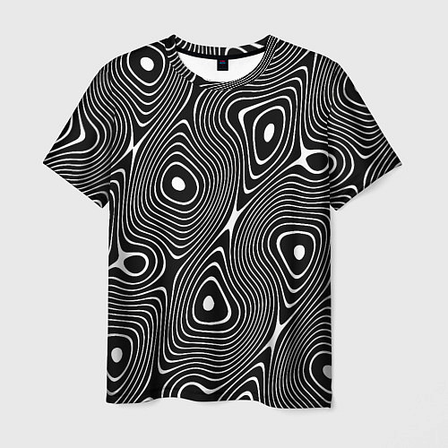 Мужская футболка Чёрно-белая стилизованная поверхность воды Wave pa / 3D-принт – фото 1