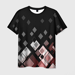 Футболка мужская Geometric pattern черно-коричневый узор Ромбы, цвет: 3D-принт