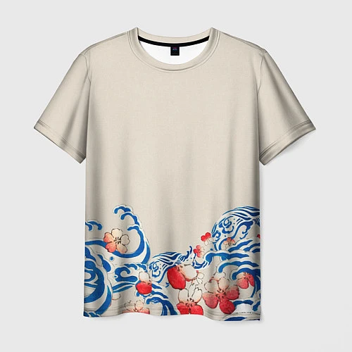 Мужская футболка Японский орнамент волн / 3D-принт – фото 1