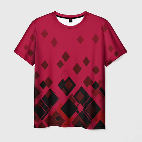 Мужская футболка Геометрический узор в красно-черных тонах / 3D-принт – фото 1