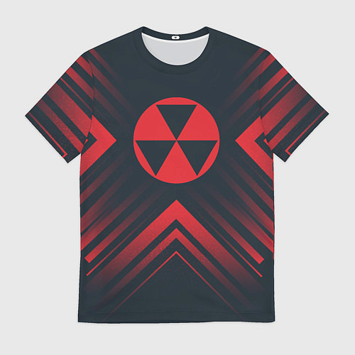 Мужская футболка Красный Символ Fallout на темном фоне со стрелками / 3D-принт – фото 1