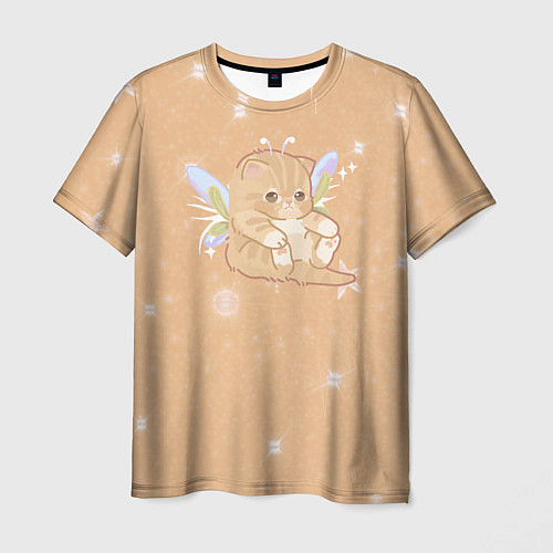 Мужская футболка Котёнок с крыльями / 3D-принт – фото 1
