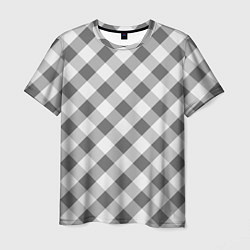 Мужская футболка Бело-серый клетчатый узор tartan