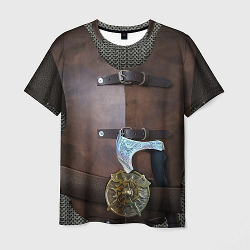 Мужская футболка Кожаный славянский доспех с топором / 3D-принт – фото 1