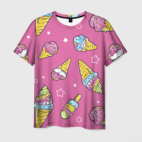 Мужская футболка Разноцветное Мороженое Со Звёздочками / 3D-принт – фото 1