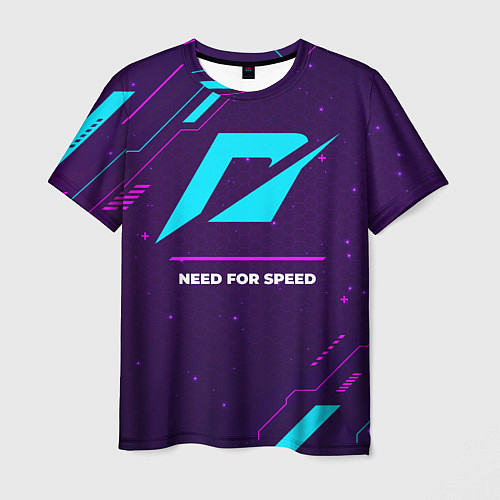 Мужская футболка Символ Need for Speed в неоновых цветах на темном / 3D-принт – фото 1