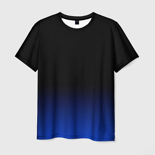 Мужская футболка Черный с синим градиент / 3D-принт – фото 1
