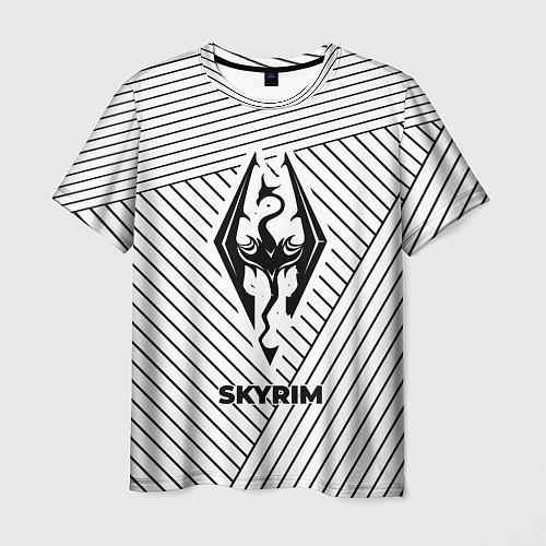 Мужская футболка Символ Skyrim на светлом фоне с полосами / 3D-принт – фото 1