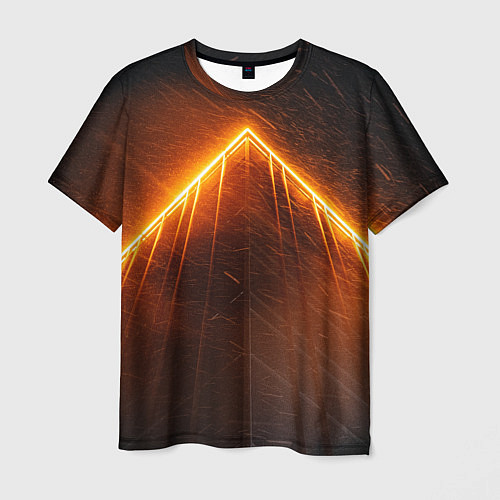 Мужская футболка Неоновая крыша здания - Оранжевый / 3D-принт – фото 1