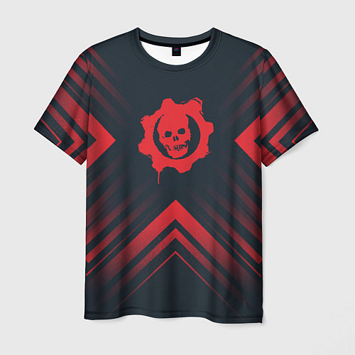 Мужская футболка Красный Символ Gears of War на темном фоне со стре / 3D-принт – фото 1