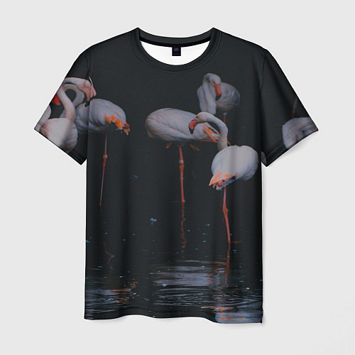Мужская футболка Фламинго - вода / 3D-принт – фото 1