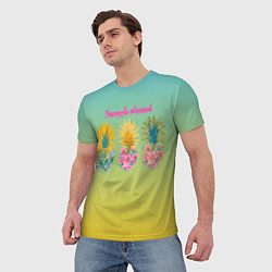 Футболка мужская Сочные разноцветные ананасы, цвет: 3D-принт — фото 2