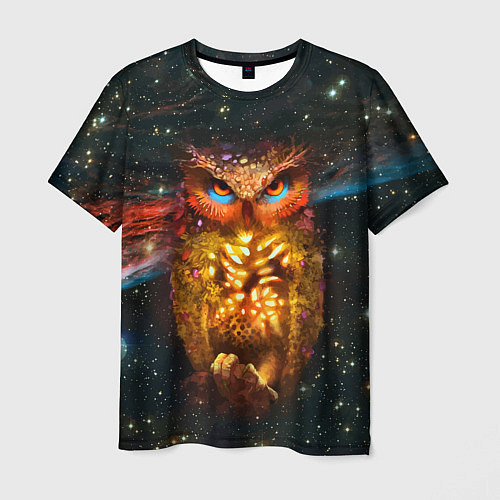 Мужская футболка Космический взгляд совы / 3D-принт – фото 1
