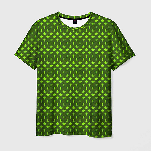 Мужская футболка Зеленый узоры крестиком / 3D-принт – фото 1