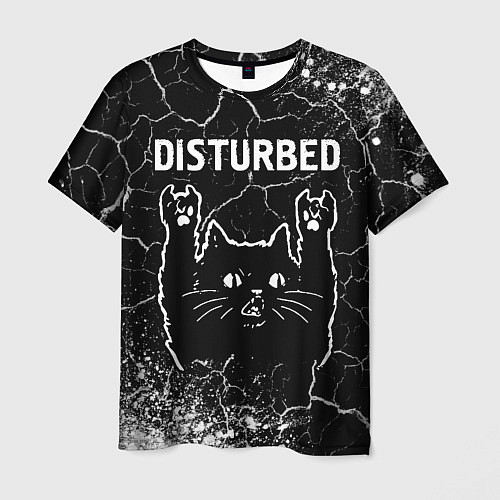 Мужская футболка Группа Disturbed и Рок Кот / 3D-принт – фото 1