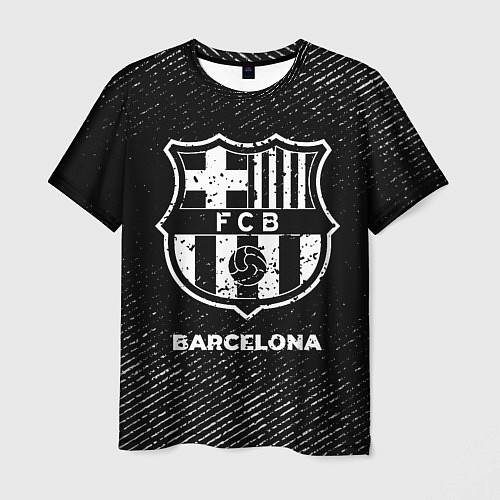Мужская футболка Barcelona с потертостями на темном фоне / 3D-принт – фото 1