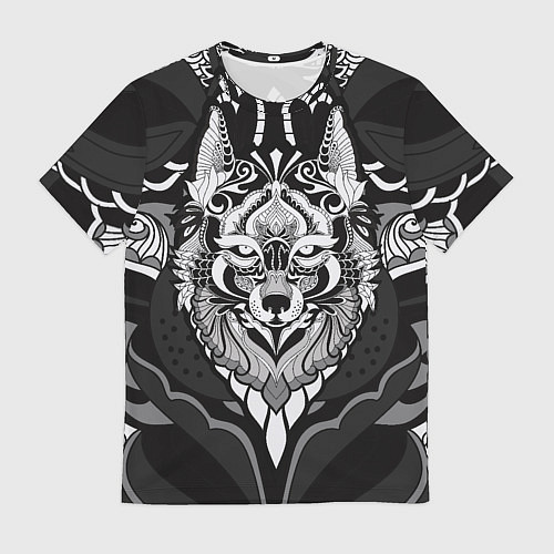 Мужская футболка Черно-белый волк / 3D-принт – фото 1