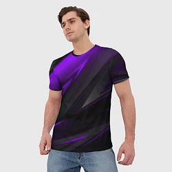 Футболка мужская Geometry Черный и фиолетовый, цвет: 3D-принт — фото 2