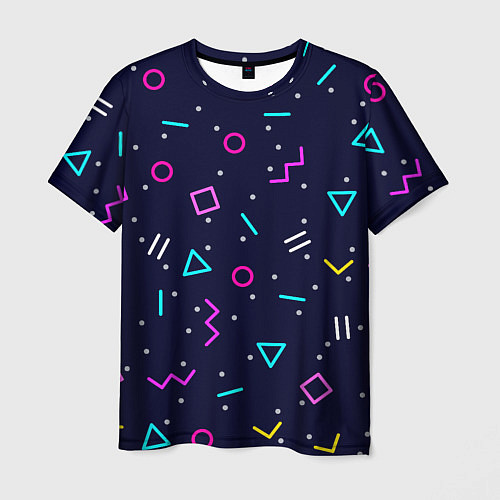 Мужская футболка Neon geometric shapes / 3D-принт – фото 1